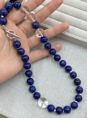 原创设计12mm大颗粒天然青金石白