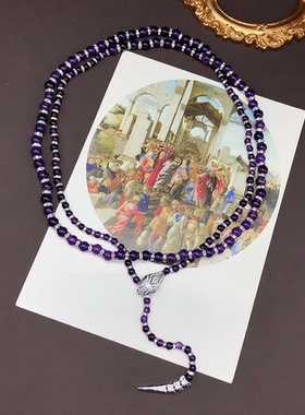 新款紫水晶钻圈毛衣链蛇头设计铜