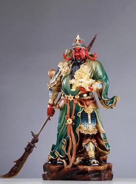 纯铜彩绘关公神像供奉办公室客厅关公武财神关二爷像店铺开业摆件