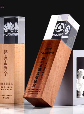 水晶奖杯定制创意实木奖杯定做刻字活动比赛冠军颁奖授权奖杯制作