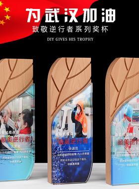 水晶奖杯定制创意医护志愿者金属奖杯定制逆行者爱心慈善颁奖礼品