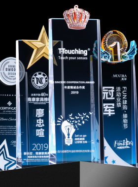 五角星水晶奖杯定制奖牌定做授权牌匾创意刻字优秀员工比赛纪念品