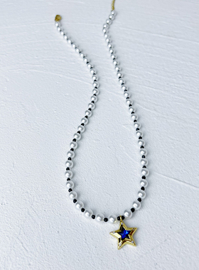 小众设计施家珍珠黑玛瑙串珠项链