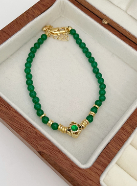 新中式简约几何绿色玛瑙手链
