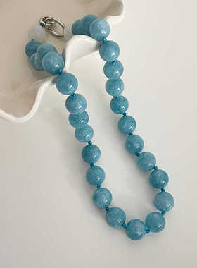 海蓝石百搭显白手工冰凉小众颈链