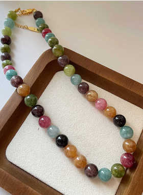 新中式碧玺糖果色串珠项链