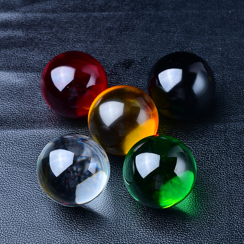 五行五色水晶球红黄黑绿白球五色石k9玻璃球办公开业乔迁居家装饰 - 图3