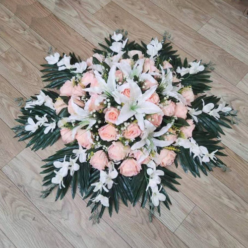 酒店大圆桌转盘用花餐桌花摆件装饰假花绢花厅大圆桌中间摆放台花 - 图2