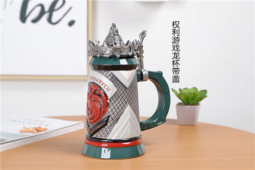 欧式德国啤酒杯复古创意大酒杯扎啤陶瓷杯手工浮雕彩绘杯子马克杯 - 图1