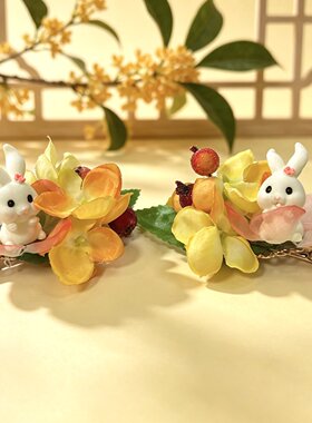 中秋萌趣兔子发夹桂花精致可爱款