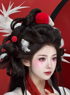 白鹤仙子羽毛绢纱头饰仙气对夹