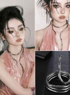 设计感欧美嘻哈灵蛇颈链百搭头饰