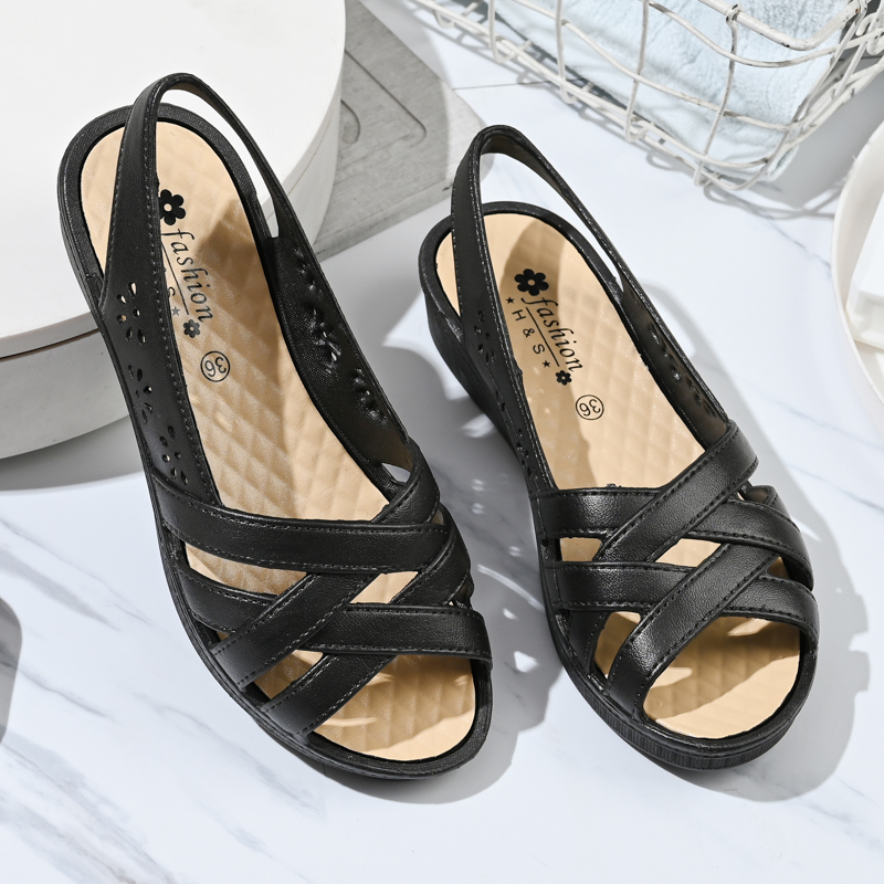 妈妈凉鞋夏季新款平底防滑舒适软底工作鞋优雅百搭中老年女鞋外穿 - 图2