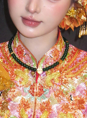 龙凤褂新娘金绿小众高级感锁骨链