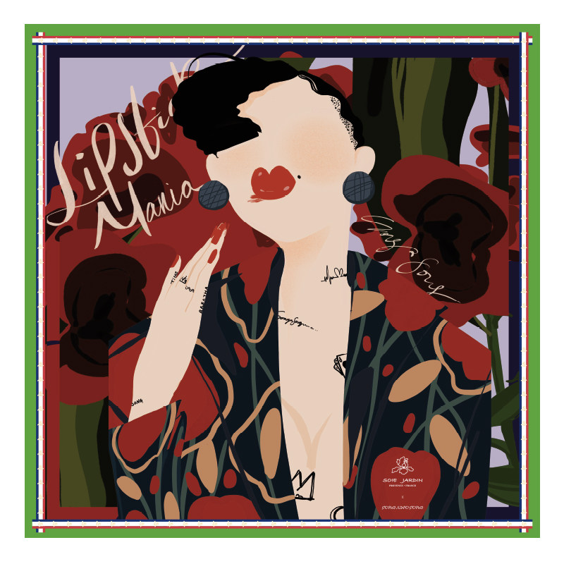 soie jardin 7#宋小宋联名城市系列真丝斜纹绸印花方丝巾手工卷边,淘宝优惠券,粉丝福利购,淘宝优惠卷