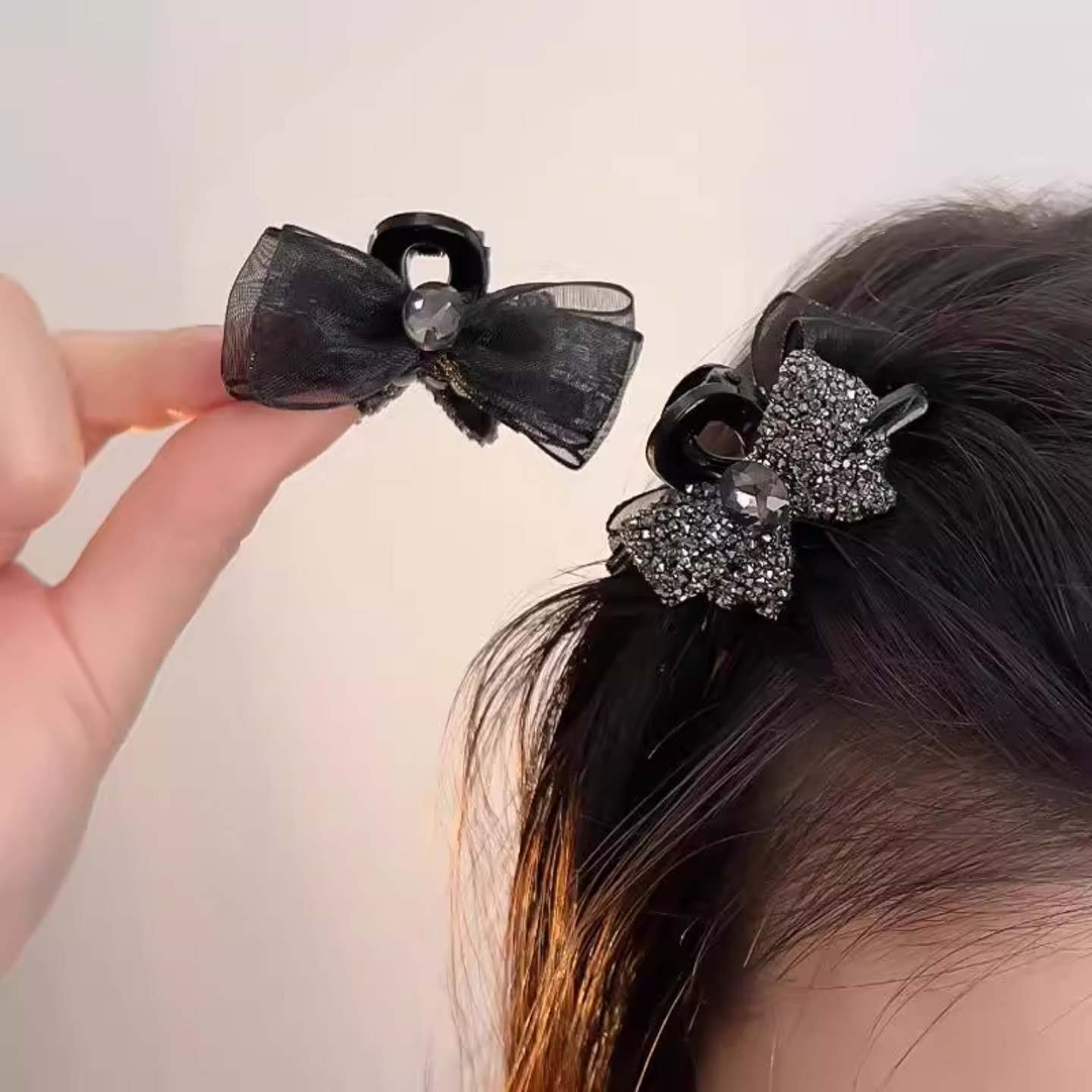 公主头侧边闪钻蝴蝶结小抓夹头饰女2025新款刘海边夹发卡碎发发夹 - 图0