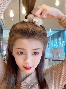 秋冬小熊毛球发夹女前额刘海夹子