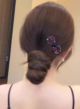 轻奢闪钻蝴蝶结发夹女侧边刘海夹