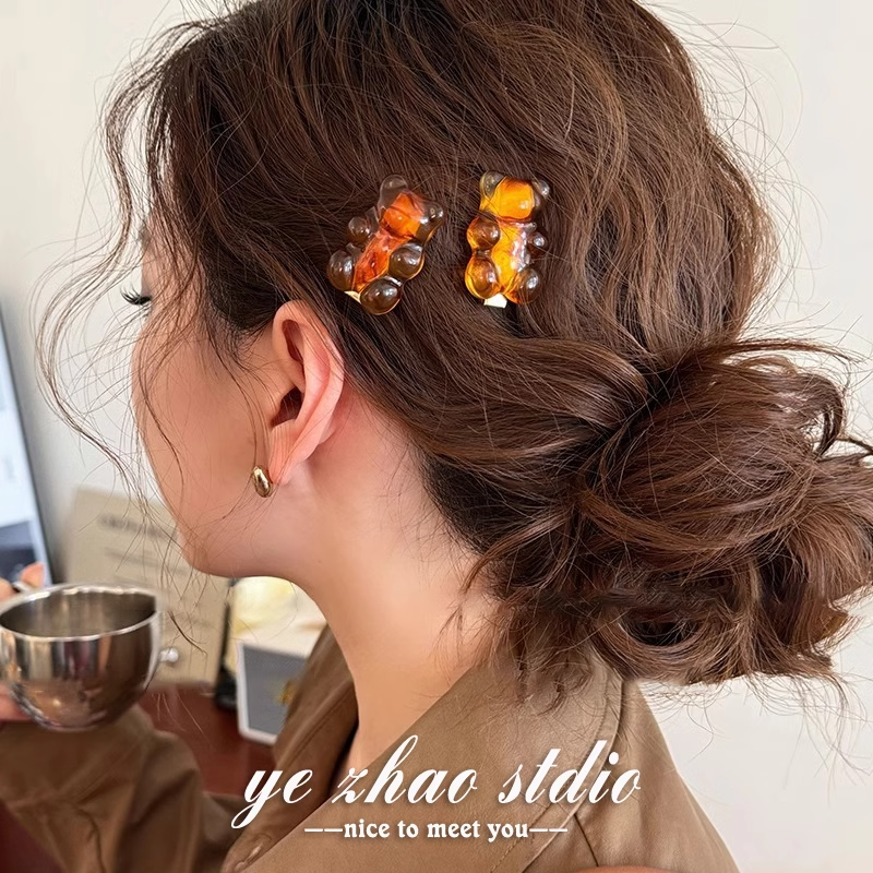 果汁软糖小熊发夹可爱卡通前额刘海夹女侧边碎发发卡鸭嘴夹子头饰 - 图1