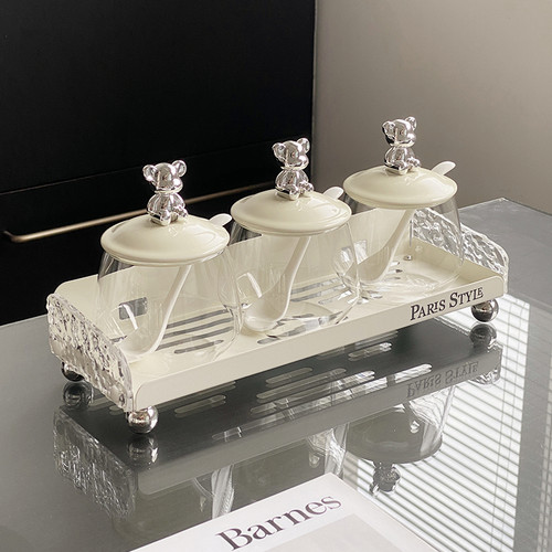 奶白色厨房调料置物架免打孔壁挂式桌台面调味料收纳架墙上调料架 - 图1