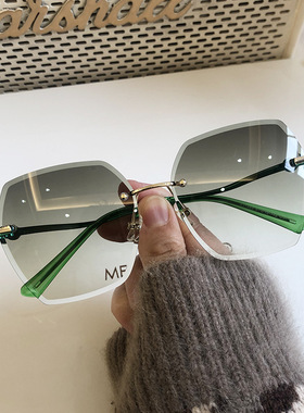 无框防晒防紫外线方形女太阳镜