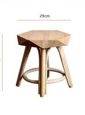 木质创意小凳子中式简约可摞叠餐凳茶凳原木风格多功能木头凳i.