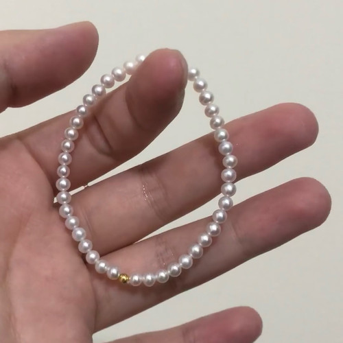 天然海水AKOYA珍珠手链18k金手饰正圆满珠手串弹力手环新款送女友 - 图1