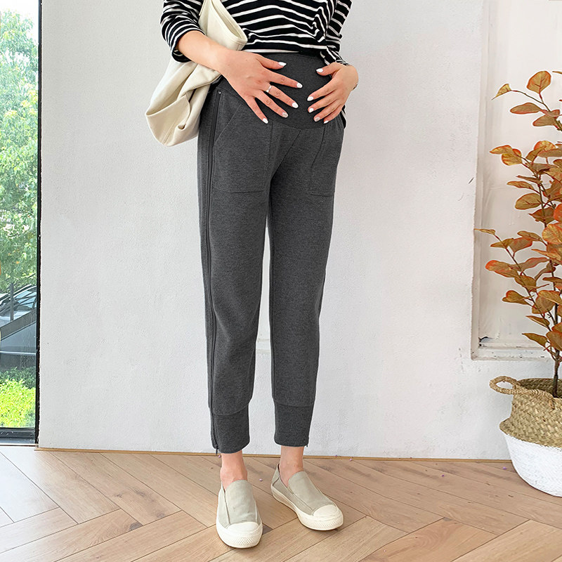 春秋外穿时尚侧拉链潮妈孕妇裤子 夏娜莎孕妇打底裤