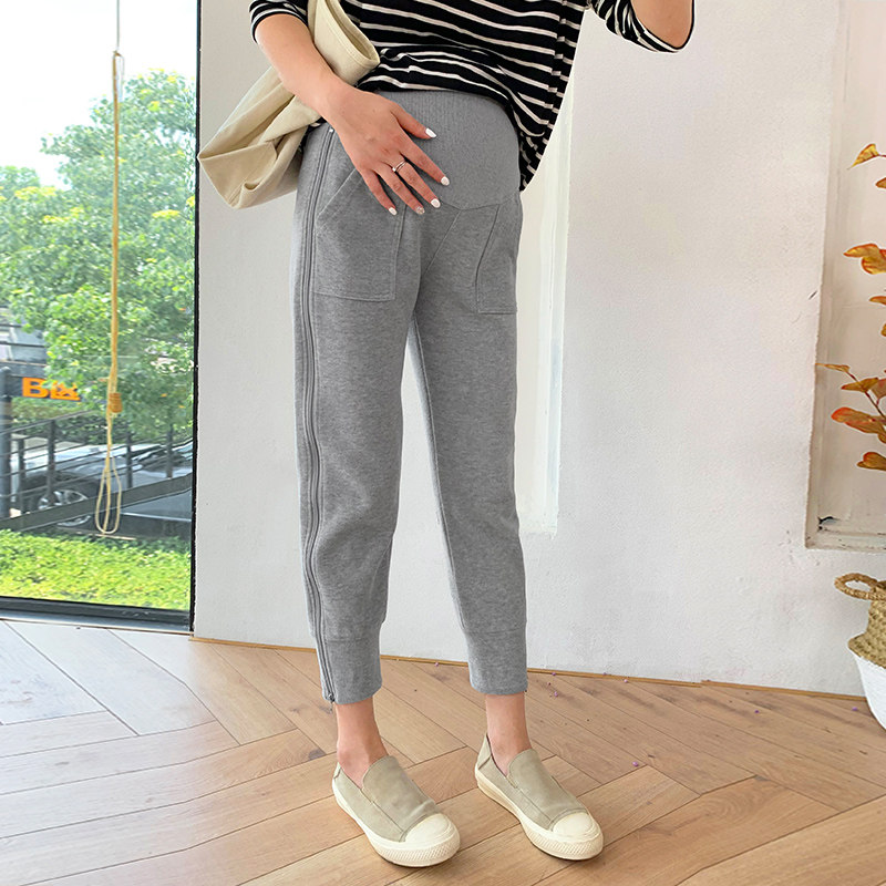 春秋外穿时尚侧拉链潮妈孕妇裤子 夏娜莎孕妇打底裤