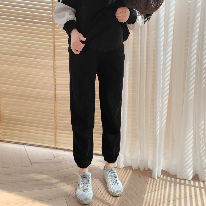 春秋外穿时尚针织束脚裤孕妇裤子 夏娜莎孕妇直筒裤