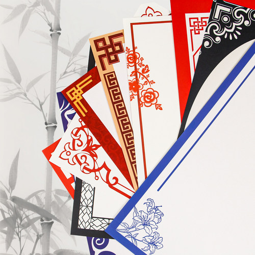 古风卡纸彩色卡纸8K硬卡纸绘画素描水粉彩铅画画纸中国风边框裱边彩卡纸学生绘画纸方形圆面扇面仿古空白硬卡 - 图2