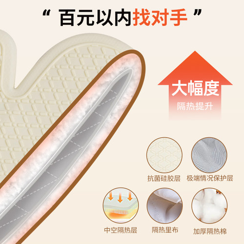 防烫手套隔热加厚硅胶厨房烤箱专用烘焙耐高温防热微波炉手套烘培 - 图2