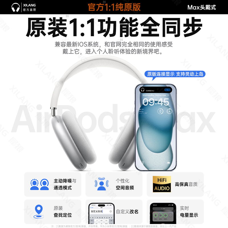 [1:1]华强北Max头戴式蓝牙耳机2024新款适用苹果iPhone15无线降噪-图0