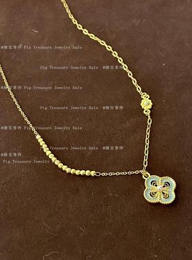 新中式金锁花朵吊坠项链女轻奢高级感优雅时尚通勤百搭颈链毛衣链