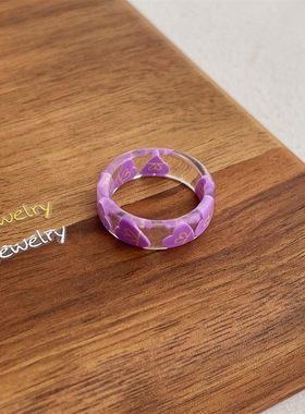 清新彩色树脂戒指女春夏花朵水果