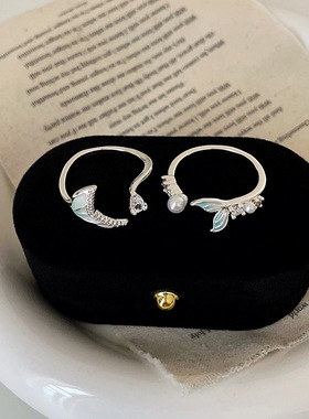 韩国小众设计感鱼尾开口戒指女简