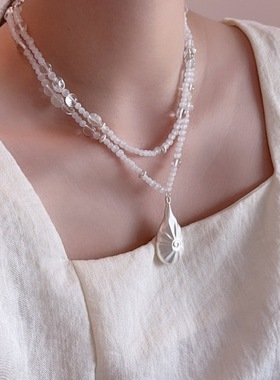 新款简约海螺水滴吊坠手工串珠项链女高级感气质精致锁骨链配饰品