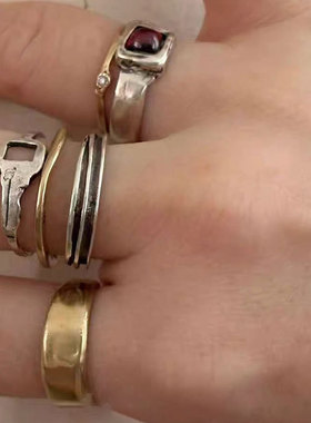 设计感复古做旧钥匙轨道戒指女韩系轻奢小众时尚潮流百搭指环戒子