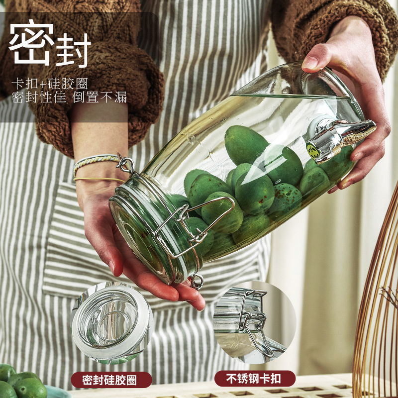 Shushen household transparent glass bottle for soaking wine with snap seal