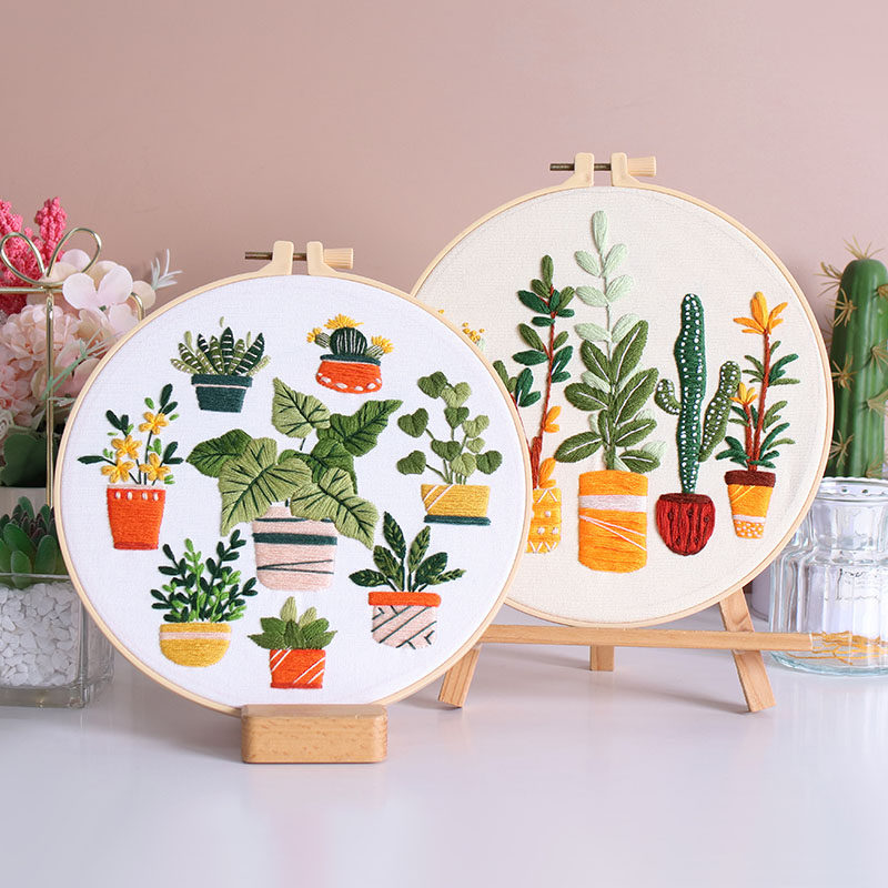 凤美美手工刺绣diy材料包绿植花卉植物盆栽新手入门绣花缝纫套装,淘宝优惠券,粉丝福利购,淘宝优惠卷