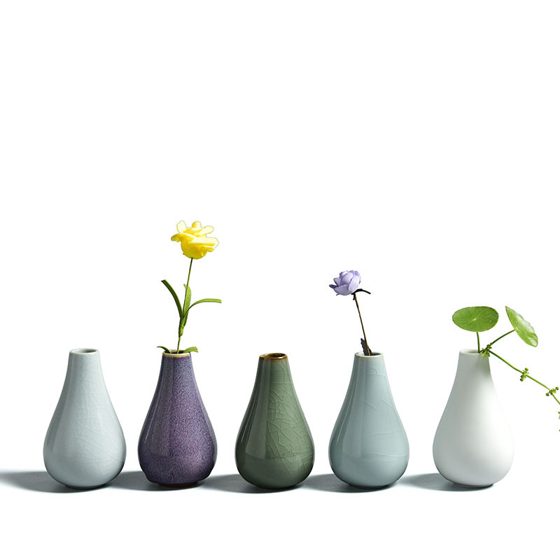 五大名窑仿古陶瓷小花瓶现代简约桌面摆件干花水培花盆茶道小花器 - 图3