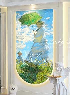 梵高麦田绿色风景ins灯光画玄关装饰画法式复古客厅挂画led发光画