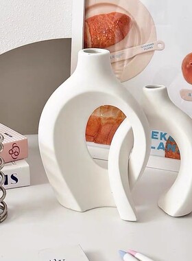 木工小舅 北欧风陶瓷插花瓶摆件高级感 小众客厅家居花器装饰品