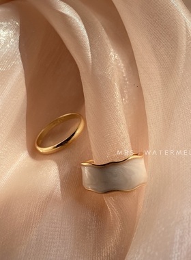 （2件套）简约素圈戒指女套装组合 小众时尚设计开口戒指复古百搭