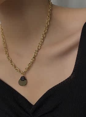 夸张双层珍珠项链INS嘻哈巴洛克轻奢锁骨链 时尚叠戴小众设计挂链