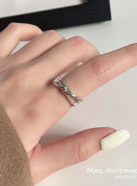 女合金韩版打结戒指微镶