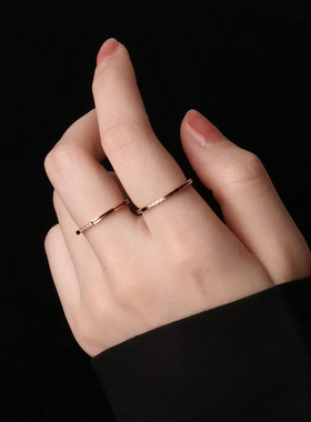 钛钢不掉色戒指女ins潮人极细