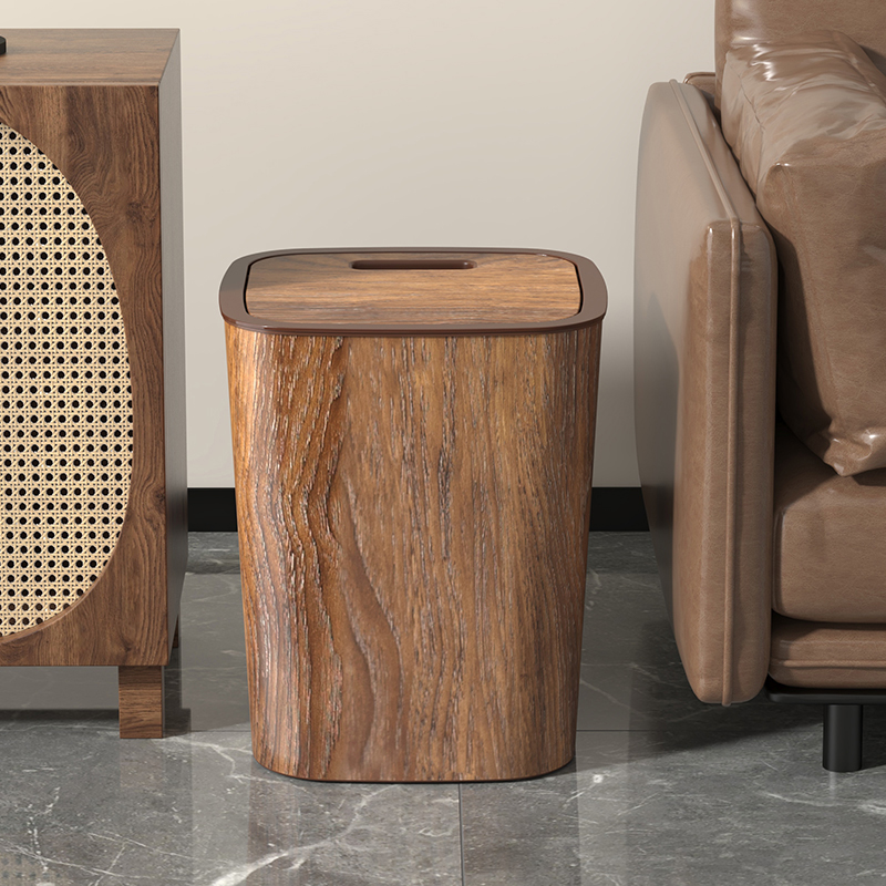 木纹大容量垃圾桶中式家用复古卫生间厨房创意卧室客厅办公室纸篓 - 图2