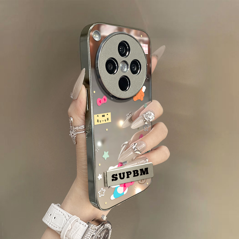 小熊kt猫适用oppofindx8Pro手机壳X7Ultra高级x6网红x5趣味a97新款A93s可爱女96电镀镜面58全包55防摔支架 - 图0