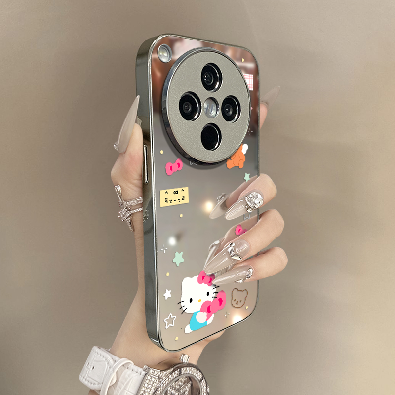 小熊kt猫适用oppofindx8Pro手机壳X7Ultra高级x6网红x5趣味a97新款A93s可爱女96电镀镜面58全包55防摔支架 - 图1